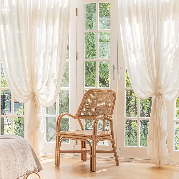 FMFUNCTEX Linen Sheer Pinch Pleated Curtains - Image 2
