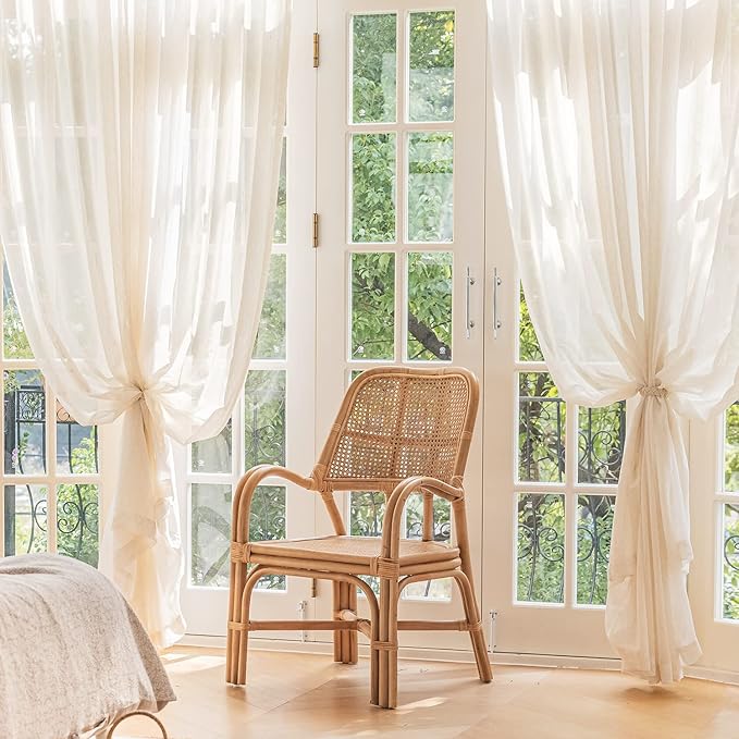 FMFUNCTEX Linen Sheer Pinch Pleated Curtains - Image 2