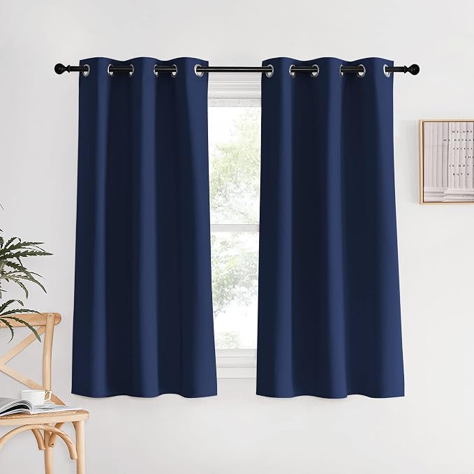 NICETOWN Navy Blackout Curtains & Drapes, 1 Pair, W34 x L60, Window Treatment by NICETOWN