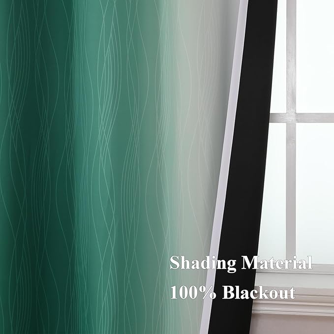 Estelar Textiler Ombre Greyish White and Green Blackout Curtains & Drapes - Image 5