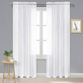 DWCN White Sheer Curtains 102 inches Long, Elegant Living Room Voile Window by DWCN