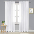 DWCN White Sheer Curtains 120 inches Length, Extra Long Voile Drapes, Rod by DWCN