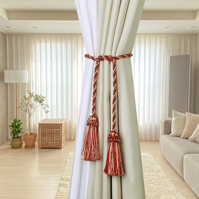 Fenghuangwu Curtain Tiebacks Handmade Decorative Curtain Holdbacks Rope - Image 3