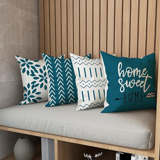 YCOLL Pillow Covers 16x16 Set of 4, Modern Sofa Throw Pillow Cover, Decorative - Image 5