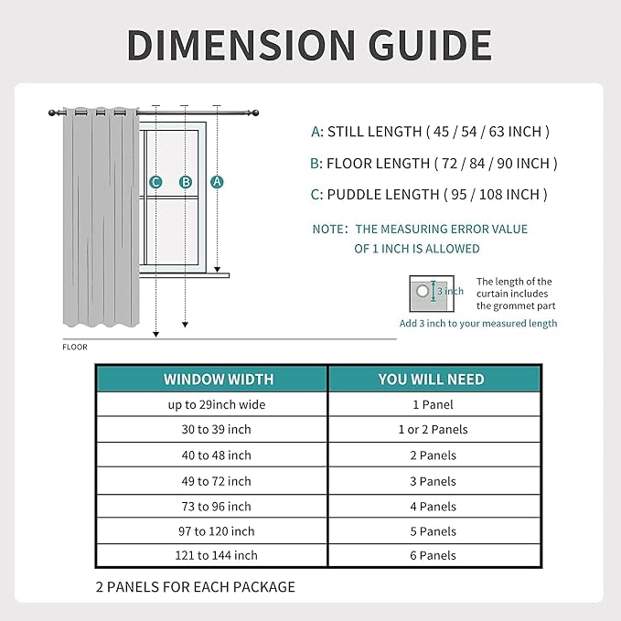 Joydeco Blackout Curtains 95 Inches Long 1 Panel, Thermal Insulated Long - Image 7