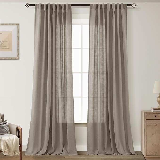 Taupe Linen Curtains 108 inches Long by Jolilight