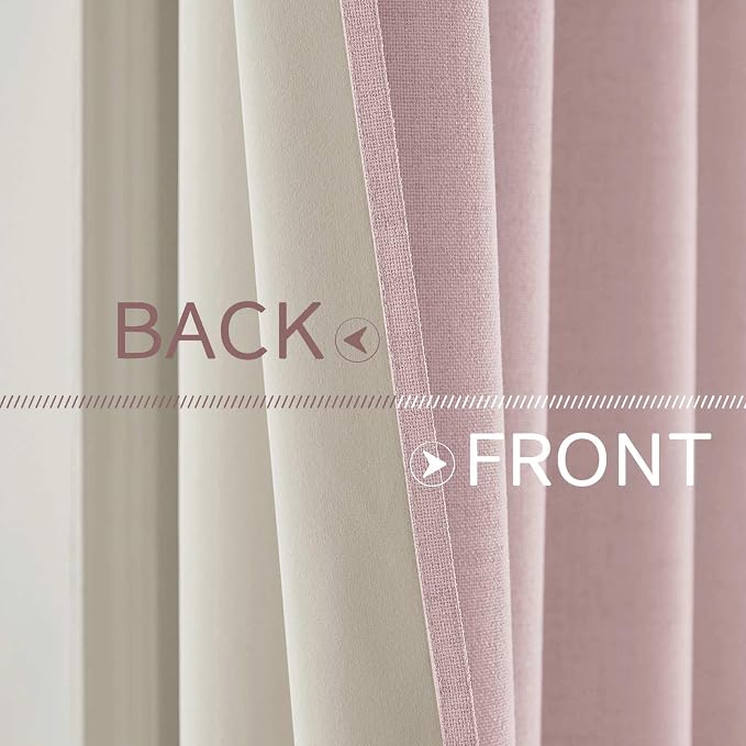 MIULEE Linen Texture Curtains for Bedroom Solid 100% Blackout Thermal Insulated - Image 6