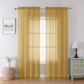 Chyhomenyc Gold Sheer Curtains 84 Inches Long 2 Panels, Light Filtering Gold by Chyhomenyc