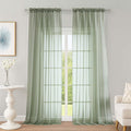 OWENIE Sage Green Sheer Curtains, Sheer Curtains 96 inches Long 2 Panels Set by OWENIE