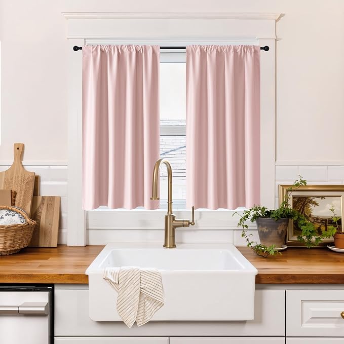 RYB HOME 100% Blackout Basement Curtains 36 inches Long, Heat & UV Blocking by RYBHOME