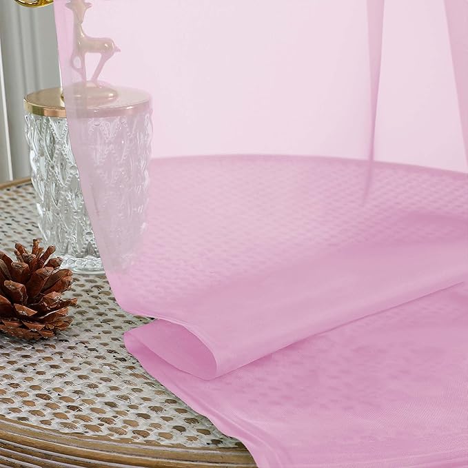 Extra Long Pink Sheer Curtains 96 Inches Long 2 Panels Set, Soft Lightweight - Image 7