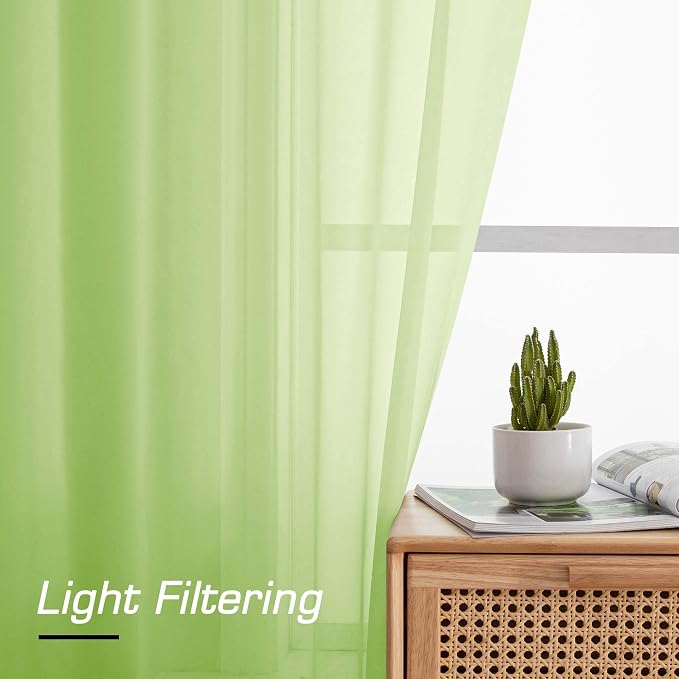 Simplebrand Lime Short Sheer Curtains 45 Inch Length - Image 5