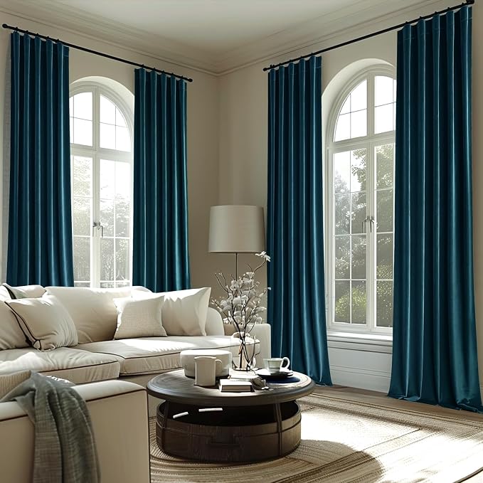 MIULEE Blue Velvet Curtains 96 inches 2 Panels - Image 7