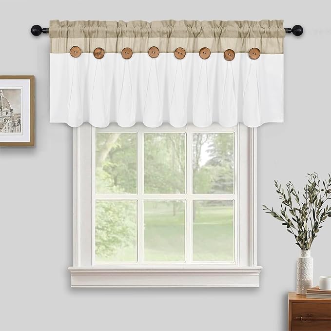 FRAMICS Farmhouse Valance Curtains, Boho Cotton Linen Kitchen Valance, Rustic by FRAMICS