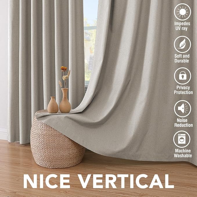 H.VERSAILTEX Blackout Drapes Linen Blackout Curtains 84 inch Length 2 Panels Set - Image 7