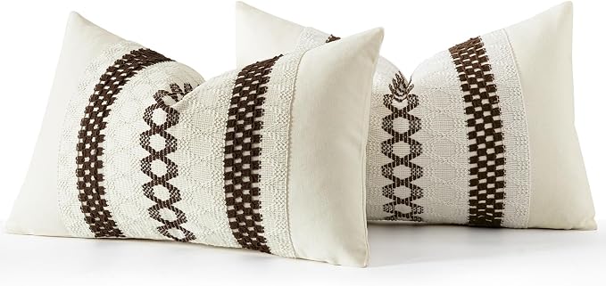 MIULEE Set of 2 Dark Brown Boho Decorative Lumbar Pillow Covers 12x20 Inch - Image 7