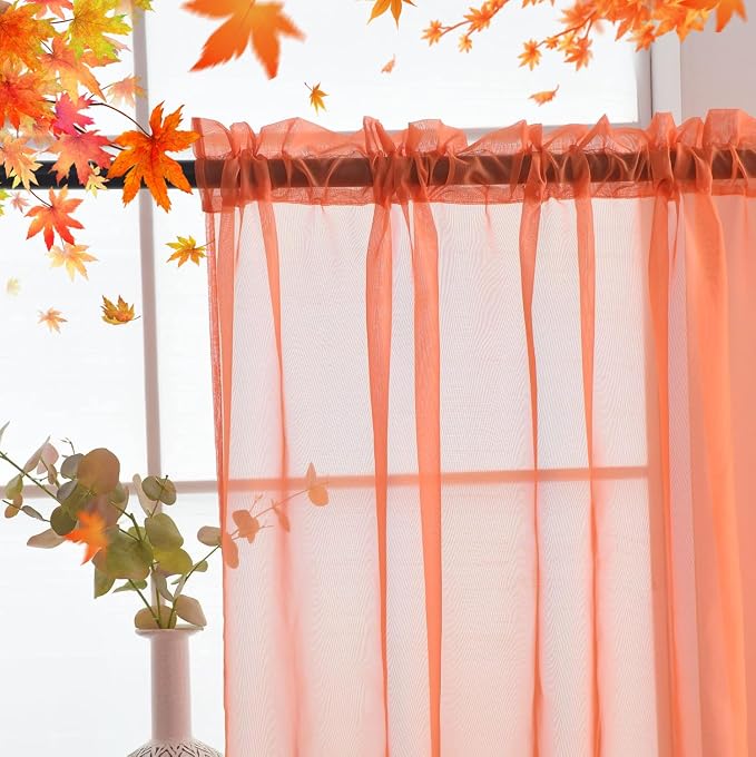 SpaceDresser Sheer Voile Window Treatment Rod Pocket Curtain Panels - Image 5