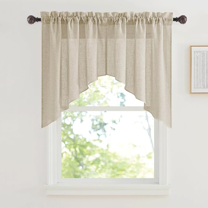 RYB HOME Swag Valances Short Linen Curtains by RYBHOME