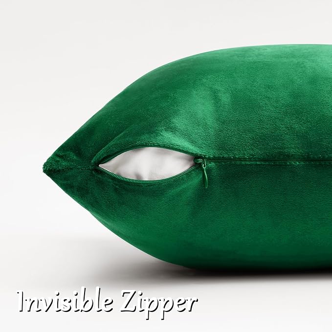 GIGIZAZA Green Velvet Pillow Covers 26x26 Decorative Pillows Pack of 2 | Throw - Image 4