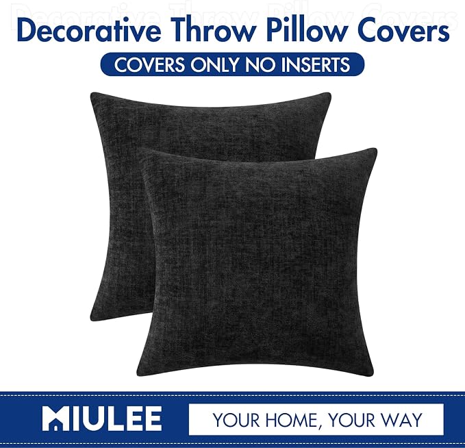 MIULEE Halloween Pack of 2 Couch Throw Pillow Covers 20x20 Inch Soft Black - Image 6