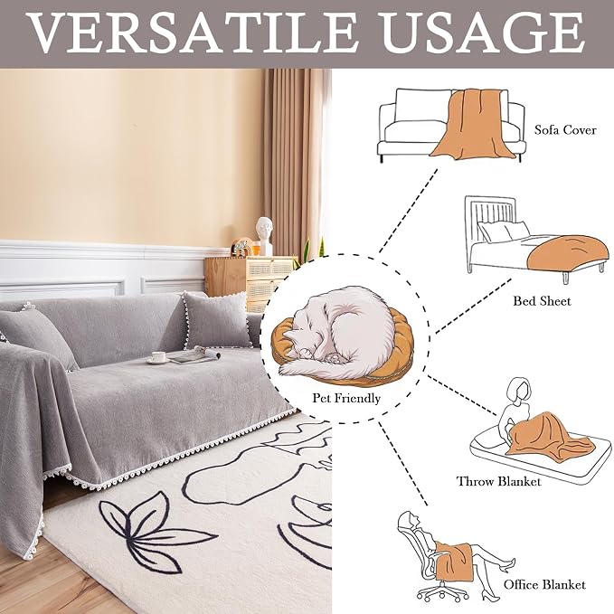 HANDONTIME Couch Cover for Dogs Grey Sectional Couch Covers for 2 Cushion Couch - Image 5