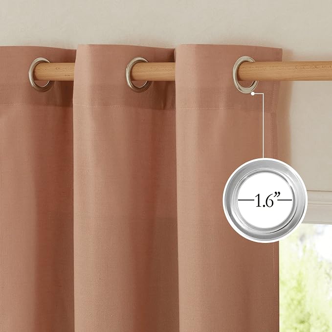 NICETOWN Terracotta Linen Kitchen Curtains 36 inch Length, Decorative Thick - Image 4