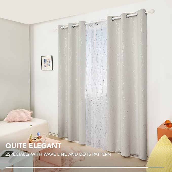 Deconovo Beige Blackout Curtains, Room Darkening Curtain, Thermal Insulated - Image 3