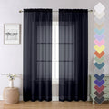 Lecloud Black Sheer Curtains 84 Inches Long 2 Panels, Solid Voile Light by Lecloud