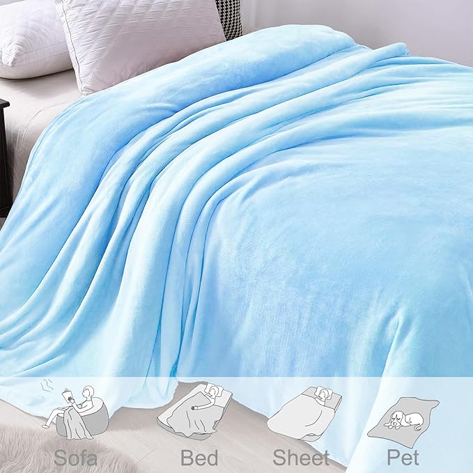 Exclusivo Mezcla Fleece Ice Blue Throw Blanket - Image 4