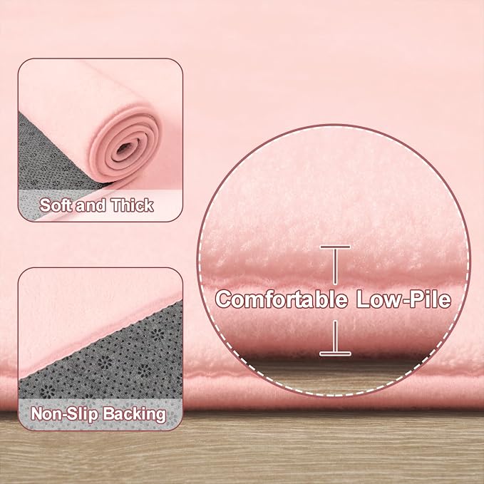 Amearea Modern Washable Runner Rugs, 2x4 Feet Pink Bedroom Runner Rug, Small - Image 3