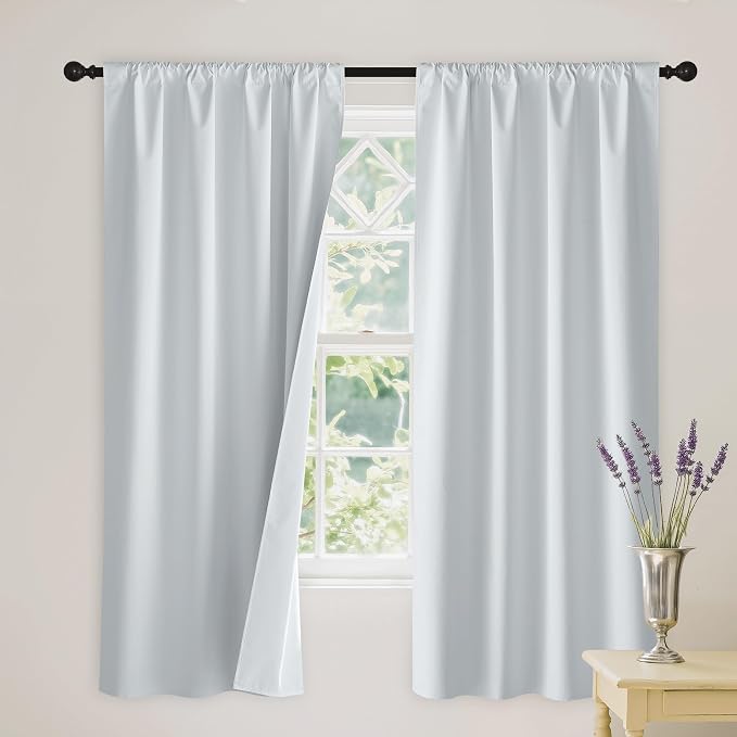 RYB HOME White 100% Blackout Curtains, Thermal Insulated Heat & UV Blocking by RYBHOME