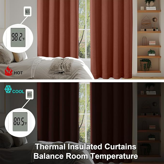 Simplebrand Ava Terracotta Blackout Curtains - Image 6