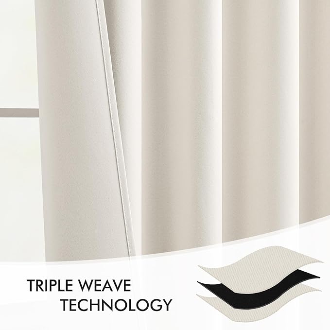 MIULEE Ivory Back Tab Blackout Curtains 63 Inch Length 2 Panels Set - Image 7