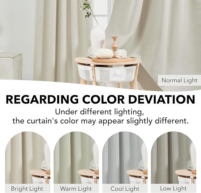 Deconovo Blackout Curtains, Thermal Insulated, W42 x L72 2 Panels, Back Tab - Image 4