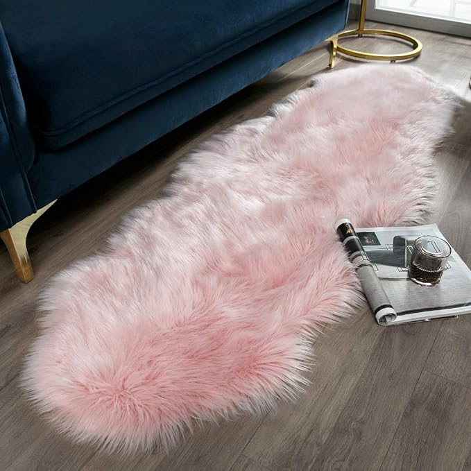 Ashler faux fur rug, Fluffy Shaggy Area Rug Ultra Soft 2 x 6 Feet Sheepskin Fur by AshlerHomeDeco