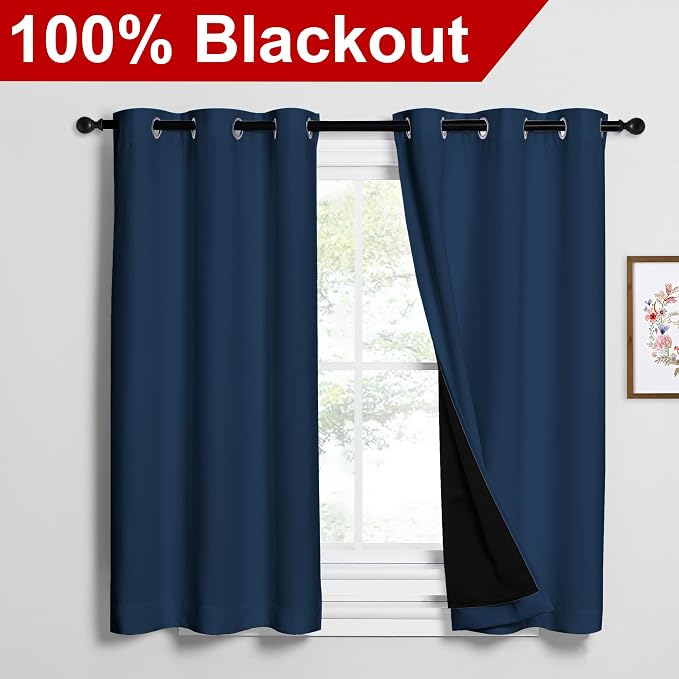 NICETOWN Moroccan Blue 100% Blackout Curtains 2 Panels - Image 2