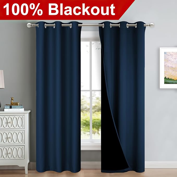 NICETOWN Blackout Curtains 80 inches Long, Full Light Blocking Drapes - Image 2