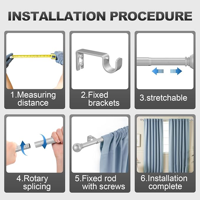 Silver Curtain Rods for Windows - Image 7