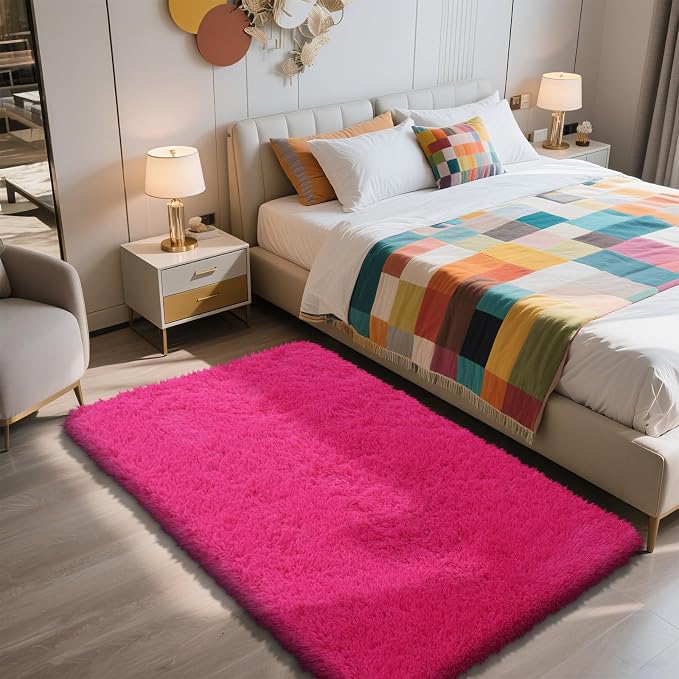 Shag Area Rug for Bedroom 3x5, Fluffy Area Rugs for Living Room, Soft Fuzzy Rug by yulidayang