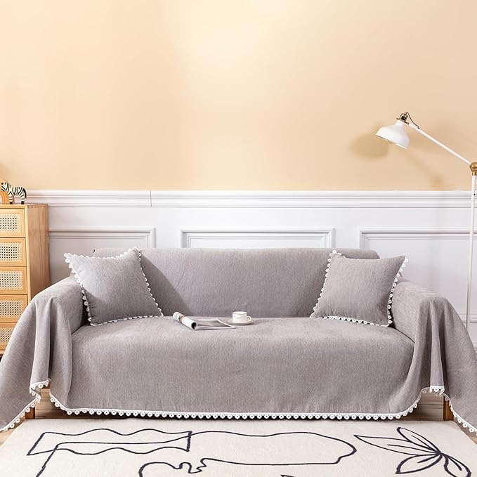 HANDONTIME Couch Cover for Dogs Grey Sectional Couch Covers for 2 Cushion Couch by HANDONTIME