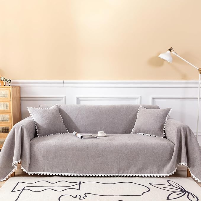 HANDONTIME Couch Cover for Dogs Grey Sectional Couch Covers for 3 Cushion Couch by HANDONTIME
