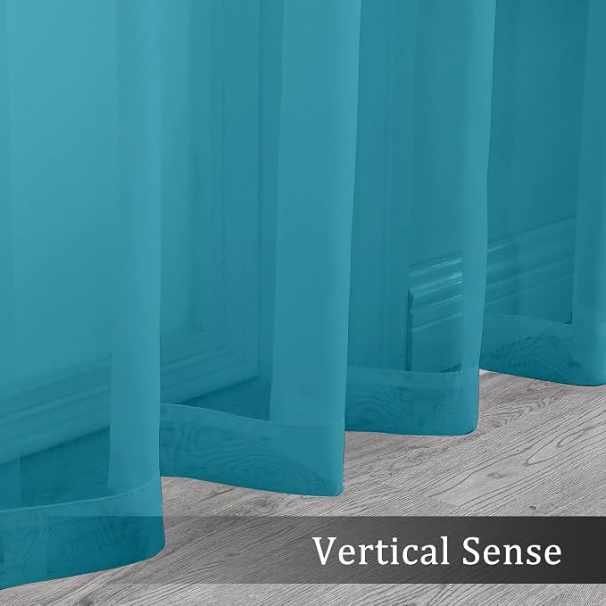 OWENIE Turquoise Blue Sheer Curtains, Sheer Curtains 84 inch Length 2 Panels Set - Image 6