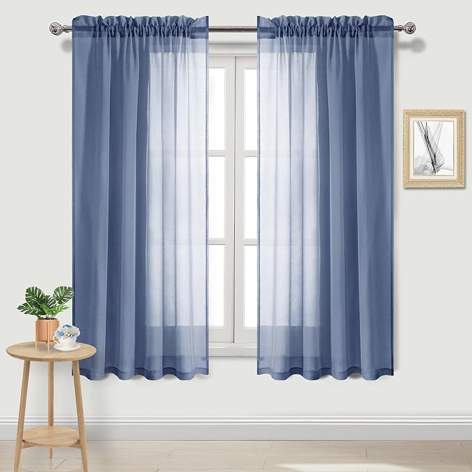 DWCN Sheer Curtains Semi Transparent Voile Rod Pocket Curtains by DWCN