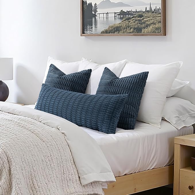 MIULEE Pack of 1 Blue Long Body Lumbar Decorative Throw Pillow Cover 14x36 Inch - Image 2