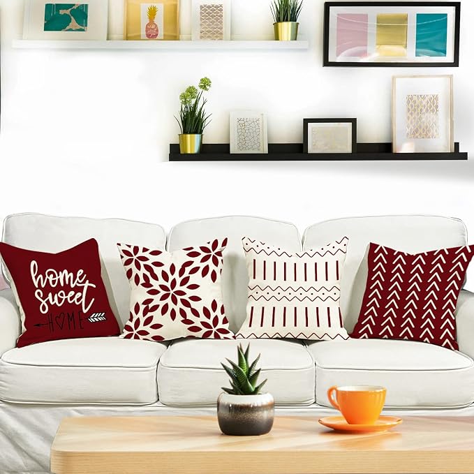 YCOLL Christmas Pillow Covers 22x22 Set of 4, Modern Sofa Throw Pillow Cover - Image 2