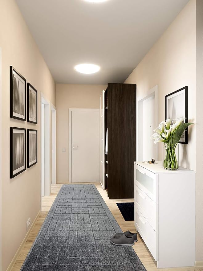 11 Ft Charcoal Hallway Runner Rug Non Slip Washable, Kitchen Entryway | Custom - Image 2