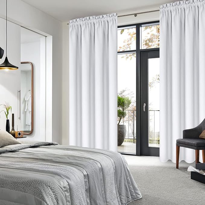 DWCN Greyish White Room Darkening Blackout Curtains - Image 2