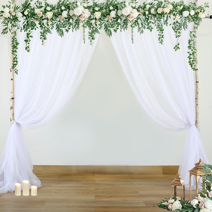 White Sheer Tulle Backdrop Curtains - Image 3