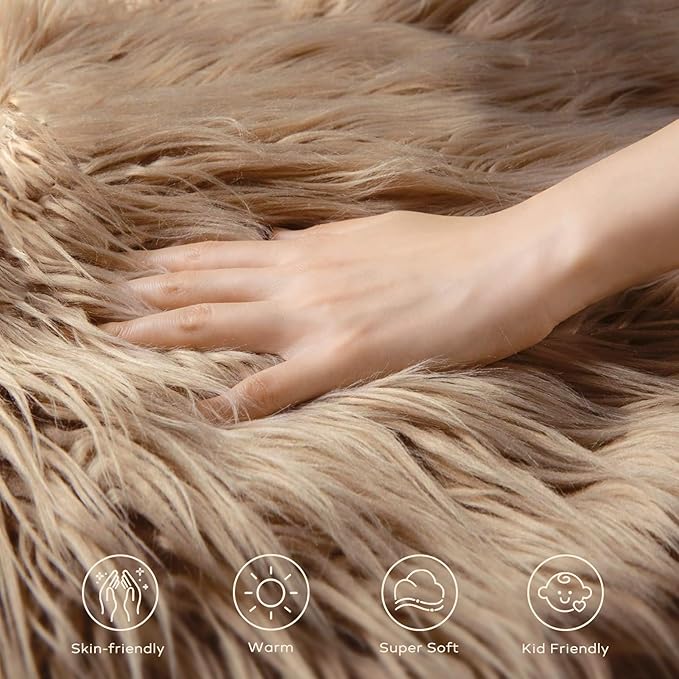Ashler faux fur rug, Fluffy Shaggy Area Rug Ultra Soft 3 x 5 Feet Rectangle Fur - Image 7