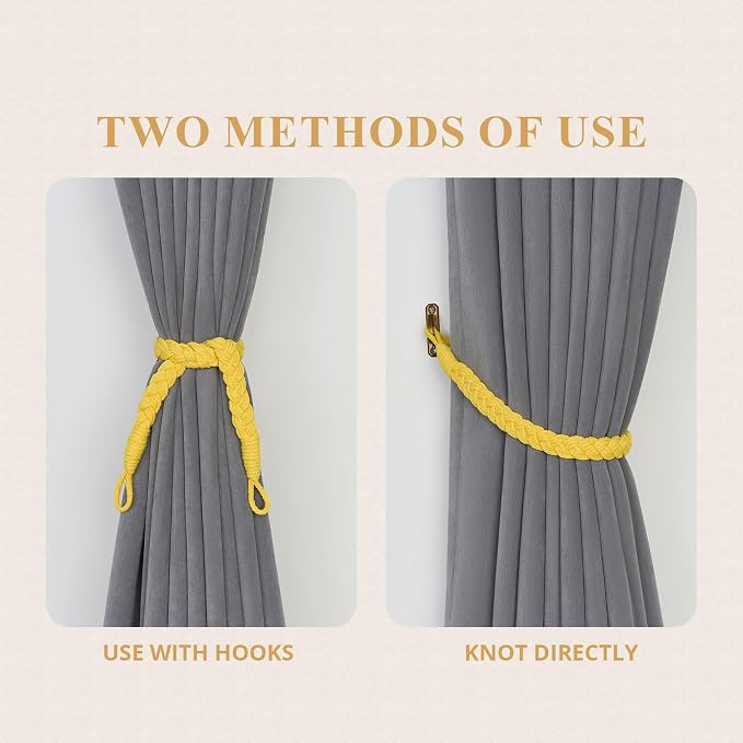 NICEEC 2 Pack Natural Cotton Rope Curtain Tiebacks Elegant Boho Style - Image 5